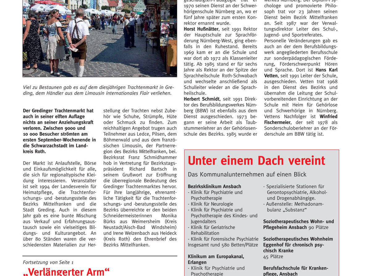 Artikel zur Neugründung des Kommunalunternehmens im Bezirksreport Ausgabe 3/2004