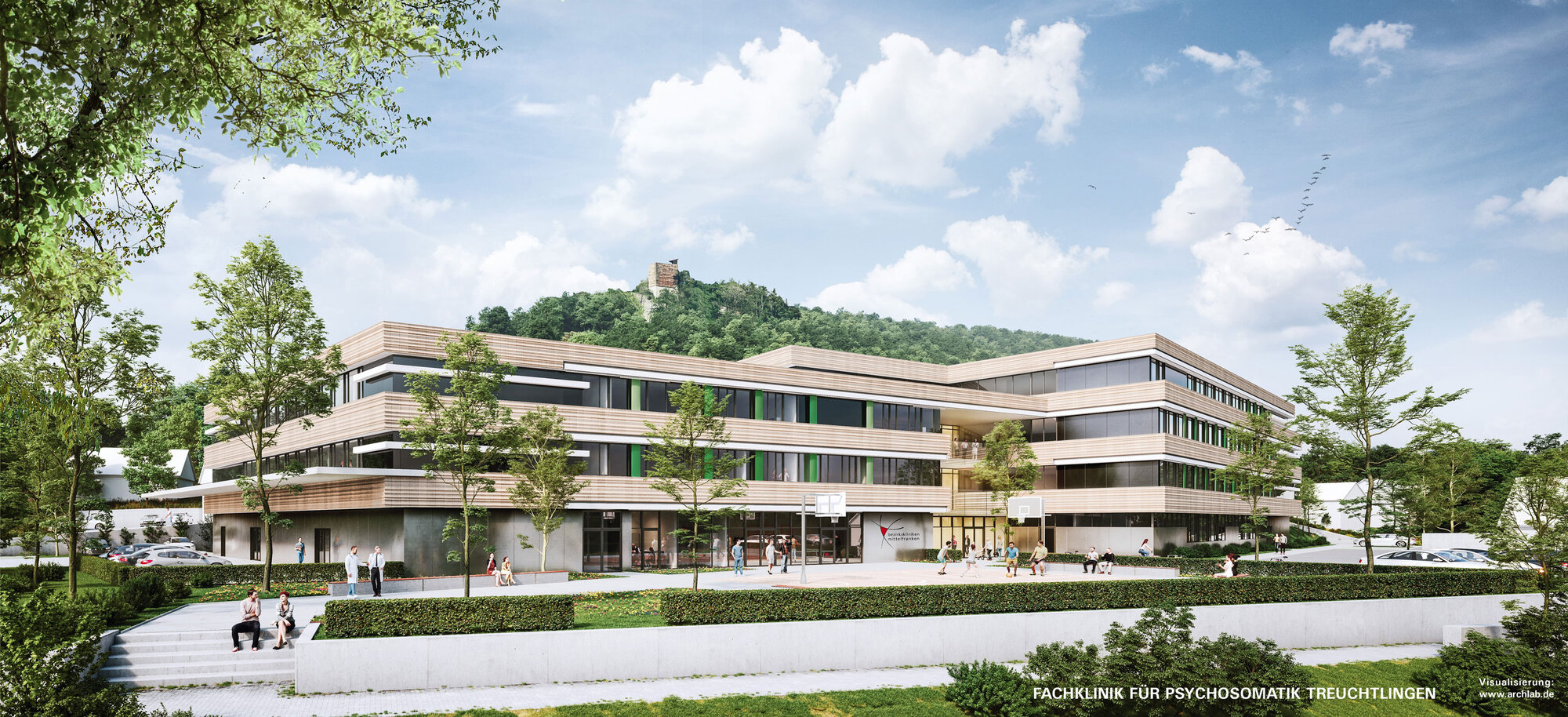 Darstellung der Außenansicht (Entwurf) Psychosomatische Fachklinik Treuchtlingen