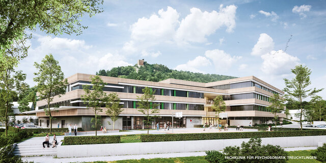 Darstellung der Außenansicht (Entwurf) der Psychosomatischen Fachklinik in Treuchtlingen