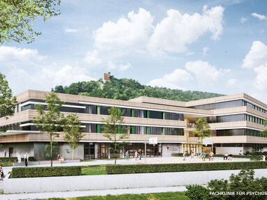 Darstellung der Außenansicht (Entwurf) der Psychosomatischen Fachklinik in Treuchtlingen